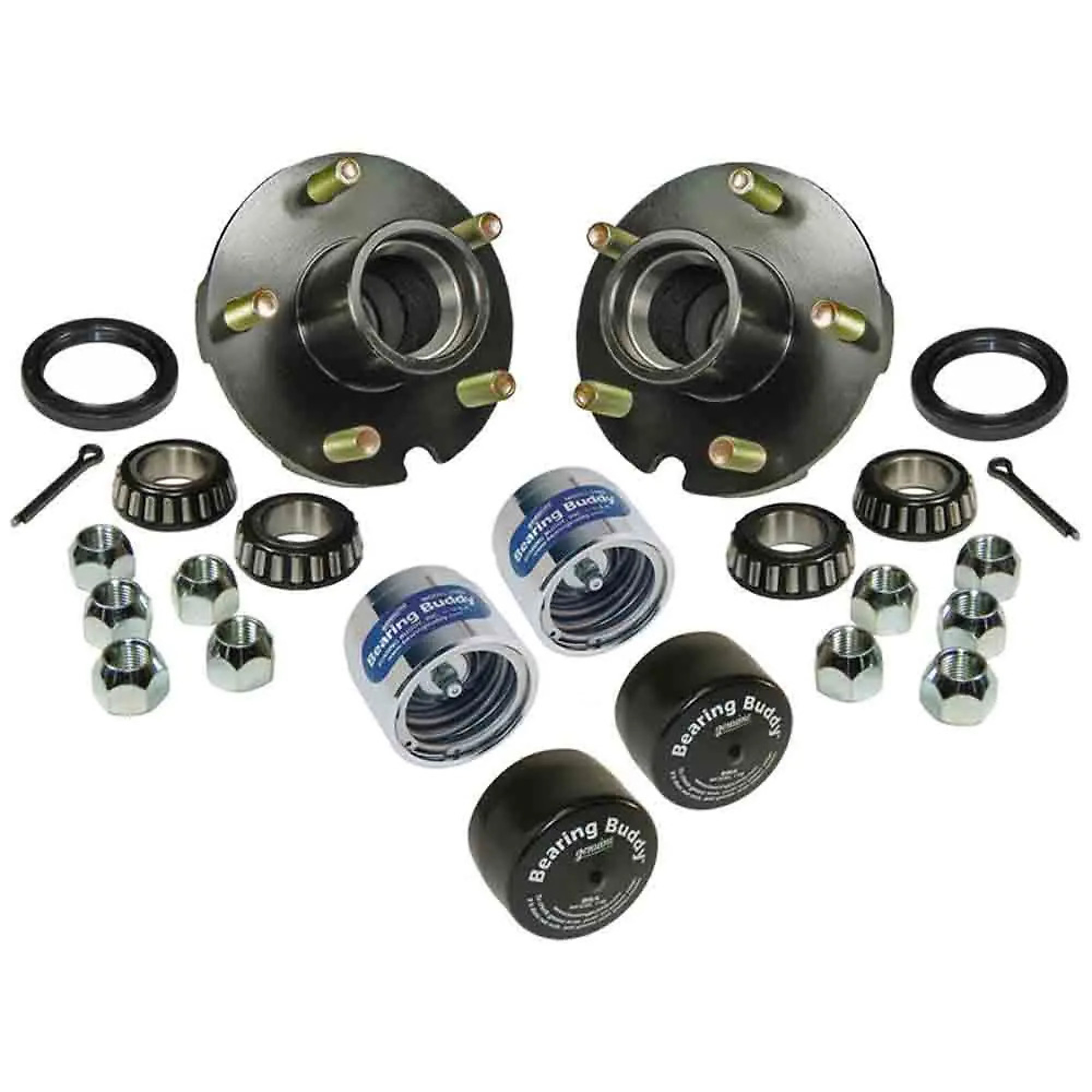 Rigid Hitch, 5-Bolt Idler Hub Kit for 1-1/16 inch Straight Spindles-PAIR, 5-Bolt on 4.5 in Circle, For 2200 lb Axle, 1250lb Capacity per Hub, Complete Bearing and Seal Kit, Bearing Protectors and Bras, Model#  BT-150-22-A&